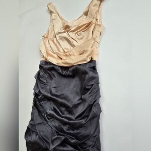 Express Satin Dress in Cream and Black